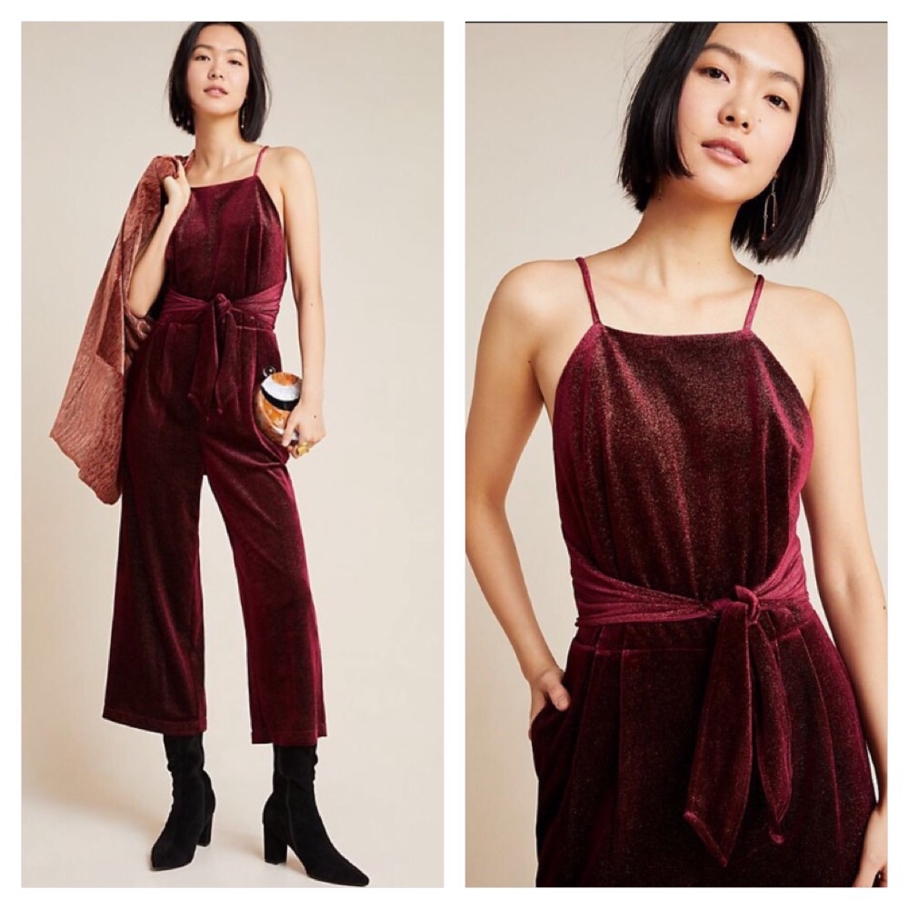 NWT ANTHROPOLOGIE GREYLIN ROUGE VELVET JUMSUIT - Picture 2 of 7